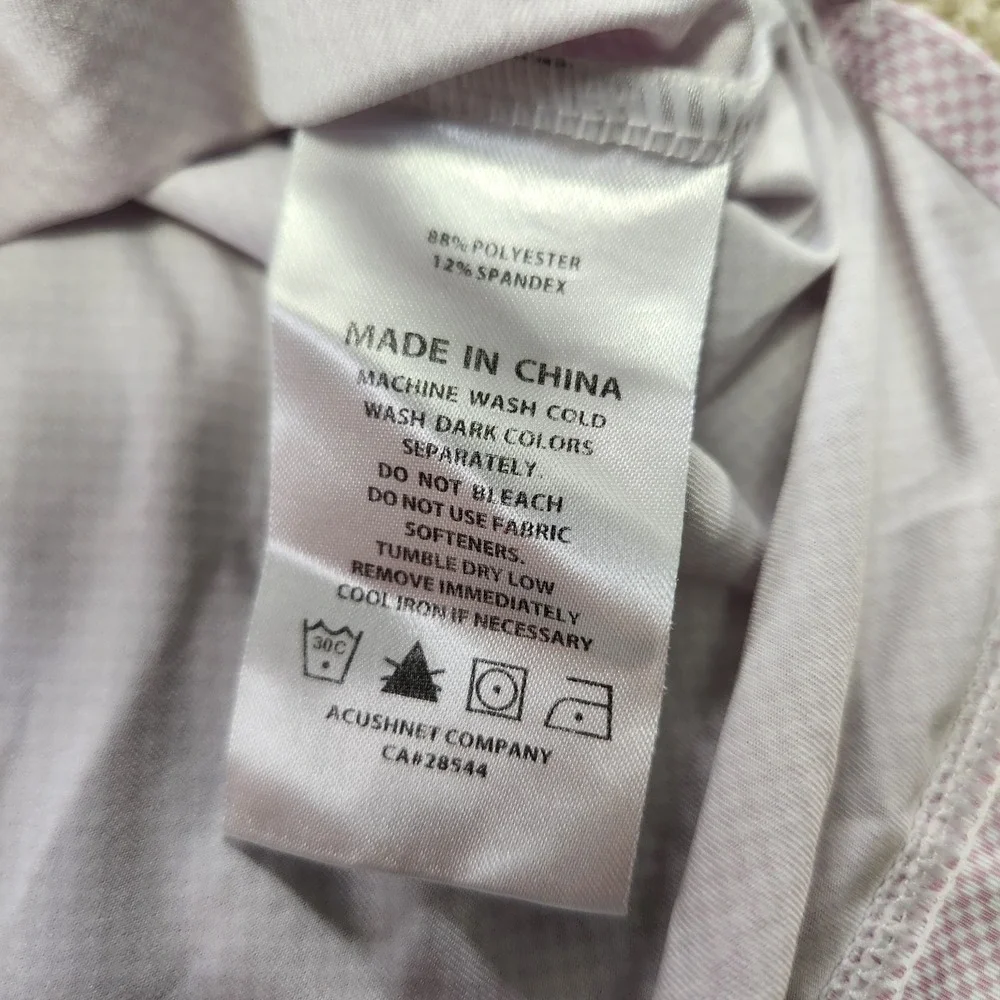 FootJoy Polo Shirt Mens XL Lisle Mini Check Performance Quick Dry Pink‎ Stretch
